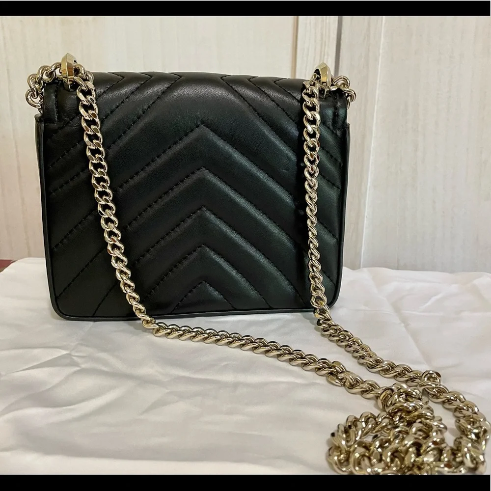 kate spade Black Quilted Leather Mini Crossbody with Gold Hardware